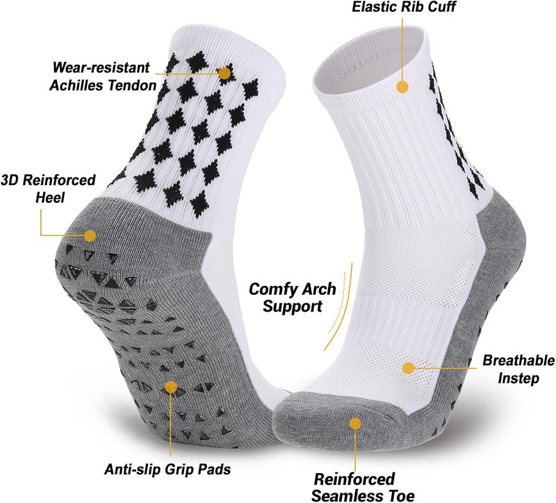 Ultrafun 3/5 Pairs Soccer Socks with Grip Pads Non Slip Football Basketball Sports Socks for Men Women - Image 3